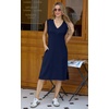 image:imageGRECERELLE 2026 Women Summer InsideOut VNeck Casual Loose Split WrinkleFree Midi Dress with PocketsNavy Blue