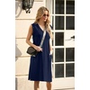 image:imageGRECERELLE 2026 Women Summer InsideOut VNeck Casual Loose Split WrinkleFree Midi Dress with PocketsNavy Blue