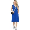 image:imageGRECERELLE 2026 Women Summer InsideOut VNeck Casual Loose Split WrinkleFree Midi Dress with PocketsRoyal Blue