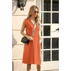image:imageGRECERELLE 2026 Women Summer InsideOut VNeck Casual Loose Split WrinkleFree Midi Dress with PocketsTan