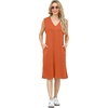 image:imageGRECERELLE 2026 Women Summer InsideOut VNeck Casual Loose Split WrinkleFree Midi Dress with PocketsTan