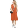 image:imageGRECERELLE 2026 Women Summer InsideOut VNeck Casual Loose Split WrinkleFree Midi Dress with PocketsTan