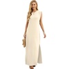 image:imageGRECERELLE 2026 Women YearRound Casual Round Neck Loose Split WrinkleFree Long Maxi Vacation Dress with Pockets XXS4XLApricot White
