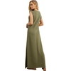 image:imageGRECERELLE 2026 Women YearRound Casual Round Neck Loose Split WrinkleFree Long Maxi Vacation Dress with Pockets XXS4XLArmy Green