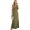 image:imageGRECERELLE 2026 Women YearRound Casual Round Neck Loose Split WrinkleFree Long Maxi Vacation Dress with Pockets XXS4XLArmy Green