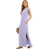 image:imageGRECERELLE 2026 Women YearRound Casual Round Neck Loose Split WrinkleFree Long Maxi Vacation Dress with Pockets XXS4XLAura Indigo