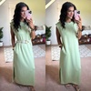image:imageGRECERELLE 2026 Women YearRound Casual Round Neck Loose Split WrinkleFree Long Maxi Vacation Dress with Pockets XXS4XLAvocado Green