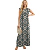 image:imageGRECERELLE 2026 Women YearRound Casual Round Neck Loose Split WrinkleFree Long Maxi Vacation Dress with Pockets XXS4XLBaroque Pattern