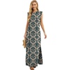image:imageGRECERELLE 2026 Women YearRound Casual Round Neck Loose Split WrinkleFree Long Maxi Vacation Dress with Pockets XXS4XLBaroque Pattern