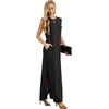 image:imageGRECERELLE 2026 Women YearRound Casual Round Neck Loose Split WrinkleFree Long Maxi Vacation Dress with Pockets XXS4XLBlack