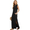image:imageGRECERELLE 2026 Women YearRound Casual Round Neck Loose Split WrinkleFree Long Maxi Vacation Dress with Pockets XXS4XLBlack