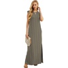 image:imageGRECERELLE 2026 Women YearRound Casual Round Neck Loose Split WrinkleFree Long Maxi Vacation Dress with Pockets XXS4XLBlack Khaki Heart