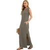 image:imageGRECERELLE 2026 Women YearRound Casual Round Neck Loose Split WrinkleFree Long Maxi Vacation Dress with Pockets XXS4XLBlack Khaki Heart