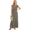 image:imageGRECERELLE 2026 Women YearRound Casual Round Neck Loose Split WrinkleFree Long Maxi Vacation Dress with Pockets XXS4XLBlack Khaki Heart