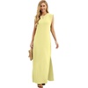image:imageGRECERELLE 2026 Women YearRound Casual Round Neck Loose Split WrinkleFree Long Maxi Vacation Dress with Pockets XXS4XLButter Yellow