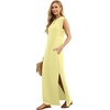 image:imageGRECERELLE 2026 Women YearRound Casual Round Neck Loose Split WrinkleFree Long Maxi Vacation Dress with Pockets XXS4XLButter Yellow