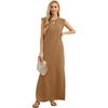 image:imageGRECERELLE 2026 Women YearRound Casual Round Neck Loose Split WrinkleFree Long Maxi Vacation Dress with Pockets XXS4XLCamel
