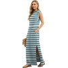image:imageGRECERELLE 2026 Women YearRound Casual Round Neck Loose Split WrinkleFree Long Maxi Vacation Dress with Pockets XXS4XLColorful Blue Stripe