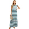 image:imageGRECERELLE 2026 Women YearRound Casual Round Neck Loose Split WrinkleFree Long Maxi Vacation Dress with Pockets XXS4XLColorful Blue Stripe