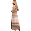 image:imageGRECERELLE 2026 Women YearRound Casual Round Neck Loose Split WrinkleFree Long Maxi Vacation Dress with Pockets XXS4XLColorful Brown Stripe