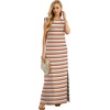 image:imageGRECERELLE 2026 Women YearRound Casual Round Neck Loose Split WrinkleFree Long Maxi Vacation Dress with Pockets XXS4XLColorful Brown Stripe
