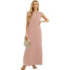 image:imageGRECERELLE 2026 Women YearRound Casual Round Neck Loose Split WrinkleFree Long Maxi Vacation Dress with Pockets XXS4XLCoral Pink