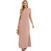 image:imageGRECERELLE 2026 Women YearRound Casual Round Neck Loose Split WrinkleFree Long Maxi Vacation Dress with Pockets XXS4XLCoral Pink