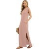 image:imageGRECERELLE 2026 Women YearRound Casual Round Neck Loose Split WrinkleFree Long Maxi Vacation Dress with Pockets XXS4XLCoral Pink