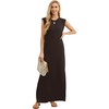 image:imageGRECERELLE 2026 Women YearRound Casual Round Neck Loose Split WrinkleFree Long Maxi Vacation Dress with Pockets XXS4XLDark Coffee