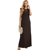 image:imageGRECERELLE 2026 Women YearRound Casual Round Neck Loose Split WrinkleFree Long Maxi Vacation Dress with Pockets XXS4XLDark Coffee