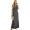 image:imageGRECERELLE 2026 Women YearRound Casual Round Neck Loose Split WrinkleFree Long Maxi Vacation Dress with Pockets XXS4XLDark Gray
