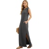 image:imageGRECERELLE 2026 Women YearRound Casual Round Neck Loose Split WrinkleFree Long Maxi Vacation Dress with Pockets XXS4XLDark Gray
