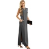 image:imageGRECERELLE 2026 Women YearRound Casual Round Neck Loose Split WrinkleFree Long Maxi Vacation Dress with Pockets XXS4XLDark Gray