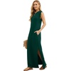 image:imageGRECERELLE 2026 Women YearRound Casual Round Neck Loose Split WrinkleFree Long Maxi Vacation Dress with Pockets XXS4XLDark Green