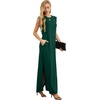 image:imageGRECERELLE 2026 Women YearRound Casual Round Neck Loose Split WrinkleFree Long Maxi Vacation Dress with Pockets XXS4XLDark Green