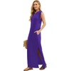 image:imageGRECERELLE 2026 Women YearRound Casual Round Neck Loose Split WrinkleFree Long Maxi Vacation Dress with Pockets XXS4XLDark Purple