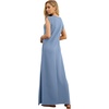 image:imageGRECERELLE 2026 Women YearRound Casual Round Neck Loose Split WrinkleFree Long Maxi Vacation Dress with Pockets XXS4XLDenim Blue