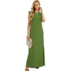 image:imageGRECERELLE 2026 Women YearRound Casual Round Neck Loose Split WrinkleFree Long Maxi Vacation Dress with Pockets XXS4XLDill Green