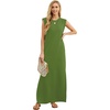 image:imageGRECERELLE 2026 Women YearRound Casual Round Neck Loose Split WrinkleFree Long Maxi Vacation Dress with Pockets XXS4XLDill Green