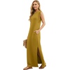 image:imageGRECERELLE 2026 Women YearRound Casual Round Neck Loose Split WrinkleFree Long Maxi Vacation Dress with Pockets XXS4XLGinger