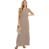 image:imageGRECERELLE 2026 Women YearRound Casual Round Neck Loose Split WrinkleFree Long Maxi Vacation Dress with Pockets XXS4XLGray Brown