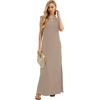 image:imageGRECERELLE 2026 Women YearRound Casual Round Neck Loose Split WrinkleFree Long Maxi Vacation Dress with Pockets XXS4XLGray Brown