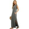 image:imageGRECERELLE 2026 Women YearRound Casual Round Neck Loose Split WrinkleFree Long Maxi Vacation Dress with Pockets XXS4XLHeather Grey