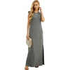 image:imageGRECERELLE 2026 Women YearRound Casual Round Neck Loose Split WrinkleFree Long Maxi Vacation Dress with Pockets XXS4XLHeather Grey