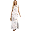 image:imageGRECERELLE 2026 Women YearRound Casual Round Neck Loose Split WrinkleFree Long Maxi Vacation Dress with Pockets XXS4XLInk Lotus