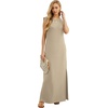 image:imageGRECERELLE 2026 Women YearRound Casual Round Neck Loose Split WrinkleFree Long Maxi Vacation Dress with Pockets XXS4XLKhaki