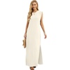 image:imageGRECERELLE 2026 Women YearRound Casual Round Neck Loose Split WrinkleFree Long Maxi Vacation Dress with Pockets XXS4XLLight Apricot