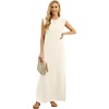image:imageGRECERELLE 2026 Women YearRound Casual Round Neck Loose Split WrinkleFree Long Maxi Vacation Dress with Pockets XXS4XLLight Apricot