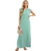 image:imageGRECERELLE 2026 Women YearRound Casual Round Neck Loose Split WrinkleFree Long Maxi Vacation Dress with Pockets XXS4XLLight Blue