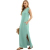 image:imageGRECERELLE 2026 Women YearRound Casual Round Neck Loose Split WrinkleFree Long Maxi Vacation Dress with Pockets XXS4XLLight Blue